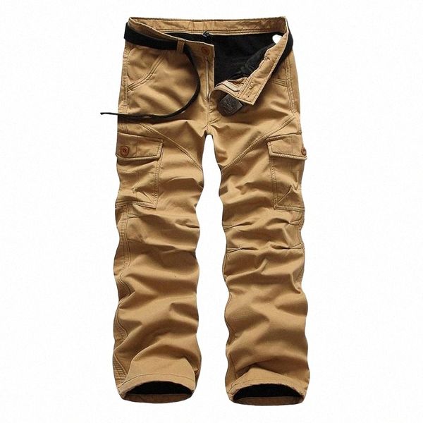 

men's pants mens cargo pants winter thicken fleece man casual multi pockets tactical trousers plus velvet thickening y1 men's v5lj, Black