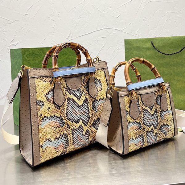 

serpentine bamboo tote bag women handbags large capacity shopping bag fashion totes bags ostrich leather hardware letters detachable wide st