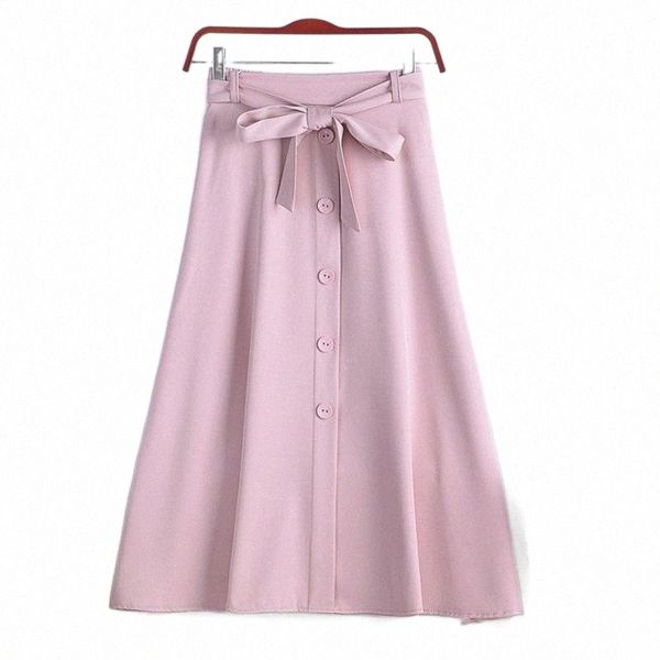 

skirts skirts peonfly vintage a line midi long skirt women 2022 summer casual button bow belt high waist mid-length female office lady r619#, Black