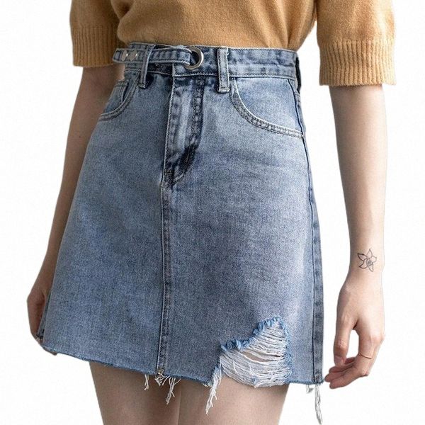 

skirts skirts ripped mini jean for ladies denim summer high waist womens 2022 short jeans casual skirt autumn plus size s2m3#, Black