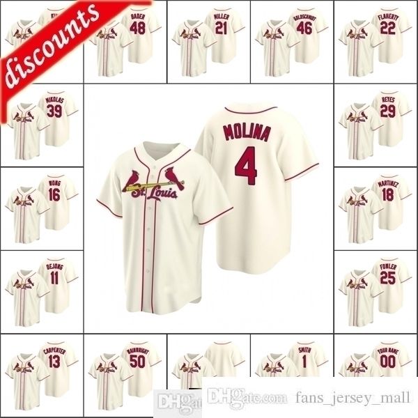 

2021 alternate baseball #16 kolten wong jerseys stitched 22 jack flaherty 4 yadier molina custom women youth cream alternate jersey, Black
