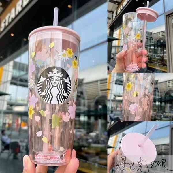 

mugs 2021 limited edition starbucks mugs large capacity glass accompanying cup with straw