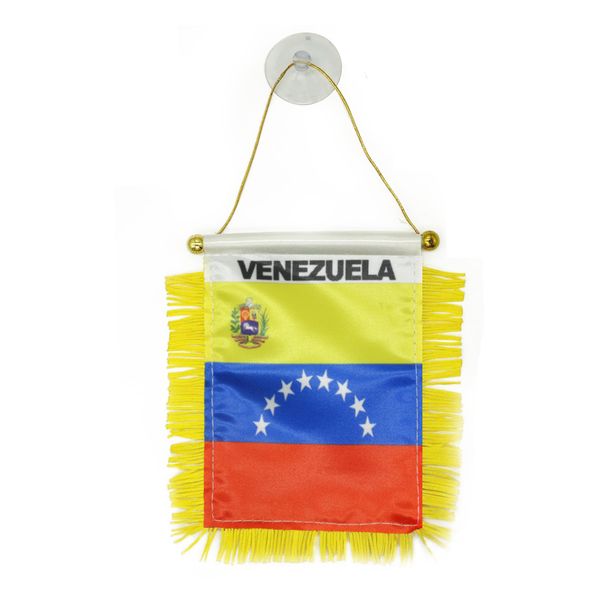 

10x15 cm venezuela fringy window hanging flag double sided mini hanging flags with suction cup for home office door decor