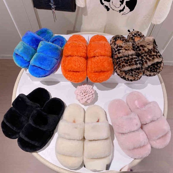 

brand slippers c&e home women's 2022 new orange thickened pure wool warm for external wear, Black