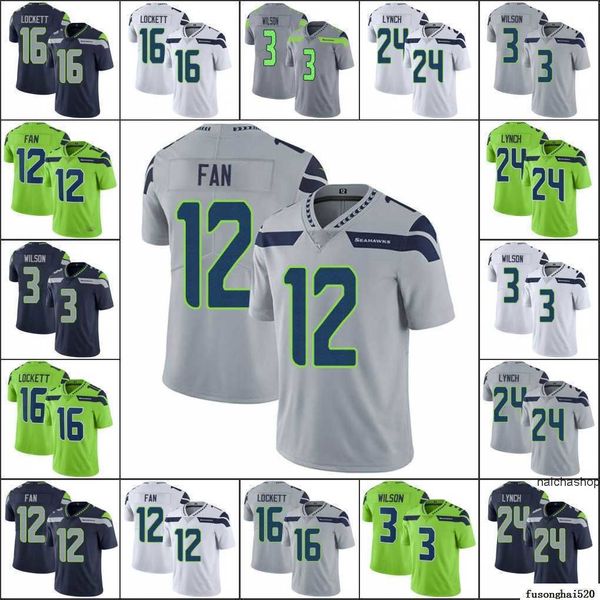 

jersey custom seattle''seahawks''men #12 fan grey 16 tyler lockett 24 marshawn lynch 3 russell wilson women youth limite, Black
