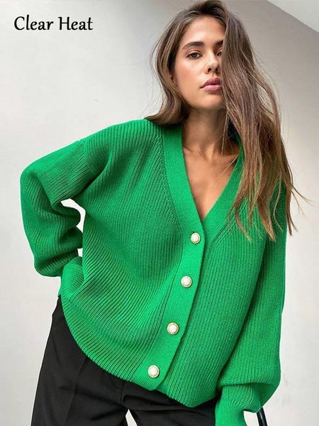 

women s knits tees solid v neck sweater cardigan female fashion casual elegant pearl buttons knit coat autumn long sleeve knitted 220902, White