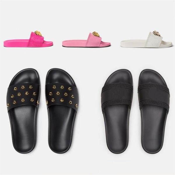 

men women slide sandals designer slippers shoes luxury slides summer fashion wide flat slippery thick sandal slipper size 35-45 wi304b, Black