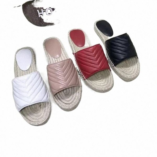 

slippers women leather espadrille stripes flat sandal fashion non-slip slipper two tone canvas sandals summer outdoor beach causal flip flop, Black