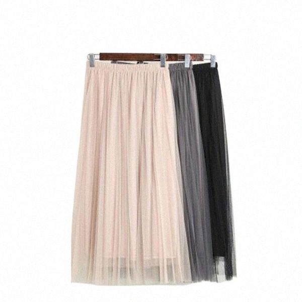 

skirts skirts fashion with tulle women's black gray white skirt elastic high waist pleated midi women summer i2lf#