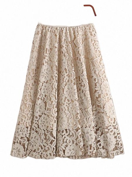 

skirts skirts surmiitro 2022 spring summer vinatege korean fashion lace floral hollow skirt women high waist midi long a line female m1d5#, Black