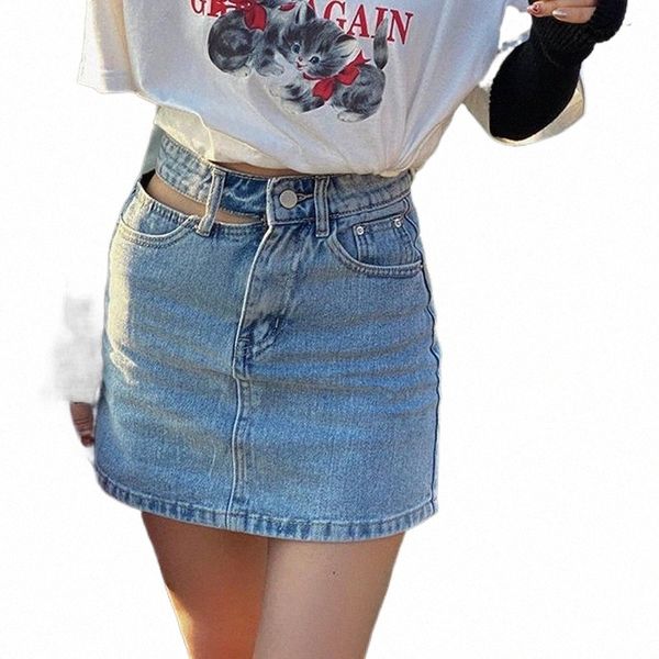 

skirts skirts high waist hollow denim skirt women's fashion retro loose mini woman tight and thin girl a-line women 2022 c6ek#, Black