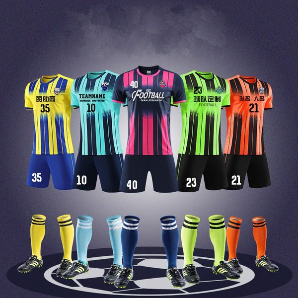 

22 23 men football survetement uniforms fans children's football jerseys sets youth athlete soccer training tracksuit clothes gift sock, Black