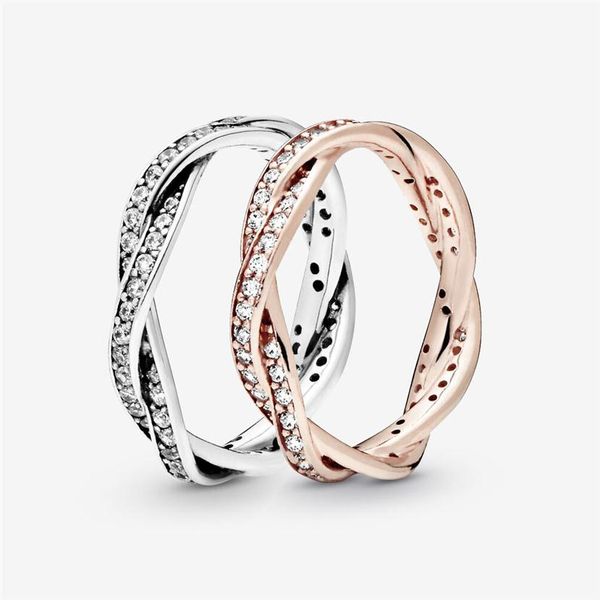 

authentic 925 sterling silver sparkling ed lines ring for women wedding rings fashion jewelry accessories273o, Slivery;golden