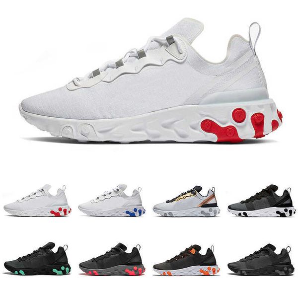 

react element 55 running shoes for men women triple black white solar red metallic gold fashion mens trainers sport sneakers for man
