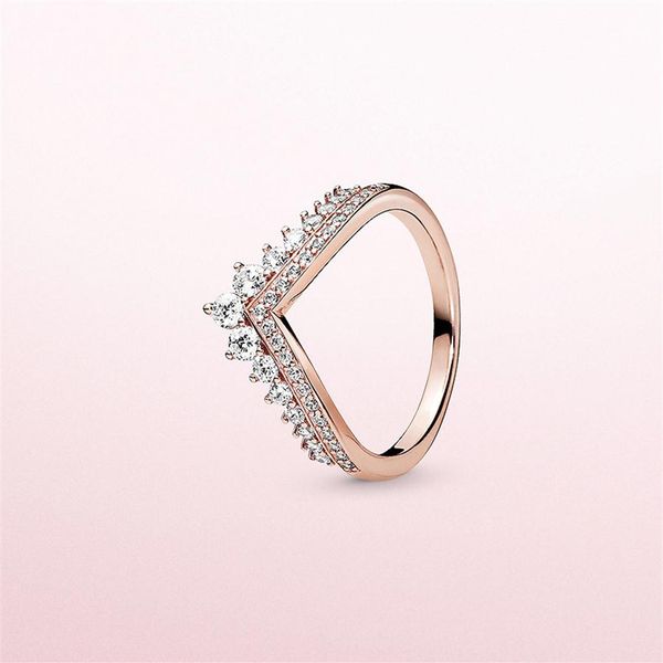 

princess wish ring for pandora 925 sterling silver with cz diamond plated rose gold charm ladies ring holiday gift277u, Slivery;golden