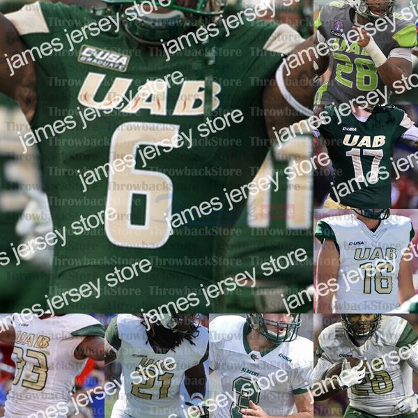 

american college football wear custom uab alabama birmingham blazers college football jerseys tyler johnston iii austin watkins dylan hopkin, Black