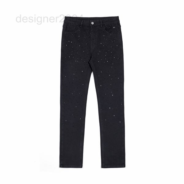 

men's jeans designer high street style new men's fashion bf diamond decoration casual jeans black pants 24d3, Blue