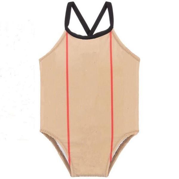 

2021 summer girl bikini kids one pieces designer vertical stripes plaid children clothes swimwear baby girls print swimsuit beach jumps203w, Black