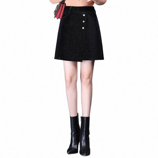 

skirts autumn winter fashion slim irregular skirts female high waist elegant england style a-line mini black skirt women s9np#