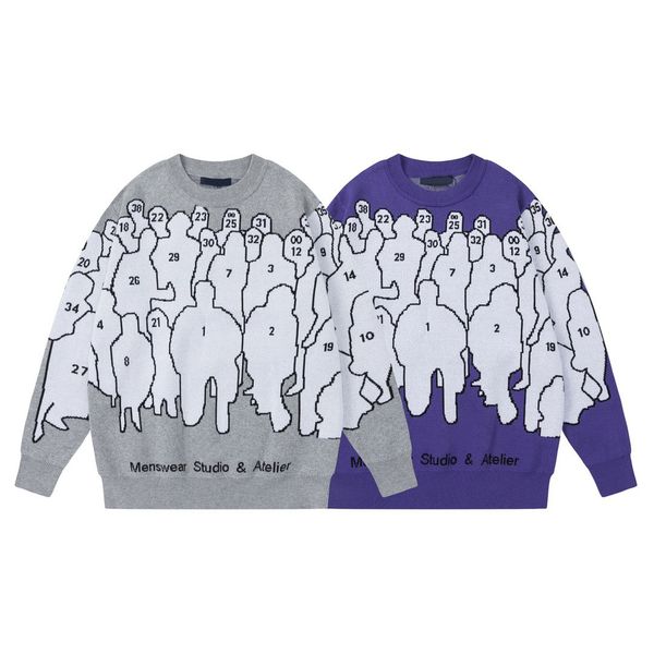 

men's plus size sweaters hoodies in autumn / winter 2022acquard knitting machine e custom jnlarged detail crew neck cotton e3gw25r7, Black;brown