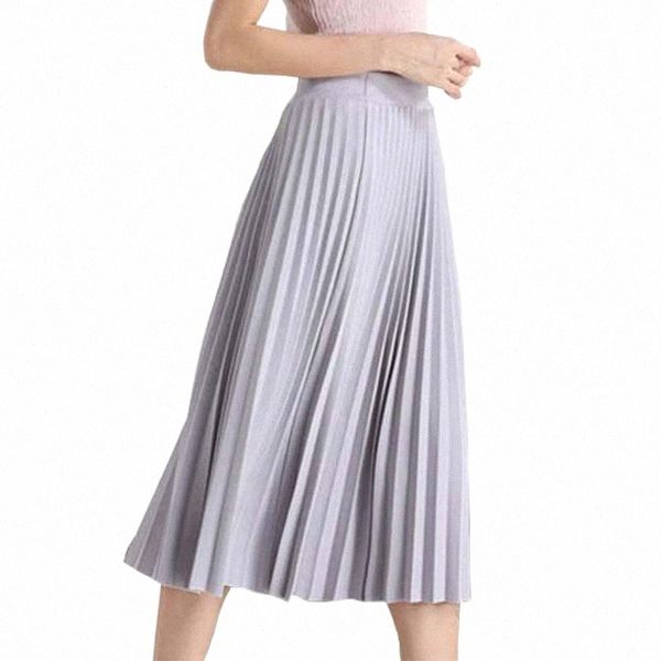 

skirts skirts fashion women spring and autumn women's high waist pleated solid color half length elastic skirt faldas mujer moda d2ch#, Black
