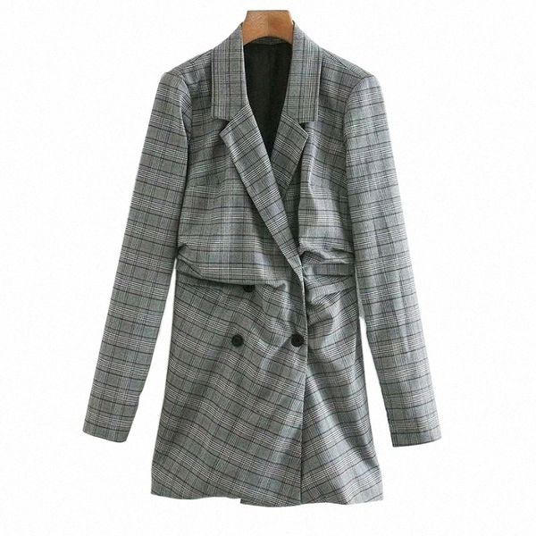 

casual dresses casual dresses hadara fashion long sleeve plaid women elegant turn down collar dress double breasted mini ladies r8lb#, Black;gray
