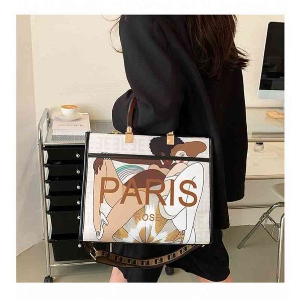 

fashion bag 2022 new women's hand large single shoulder messenger bag graffiti color painting printing bags 16zw
