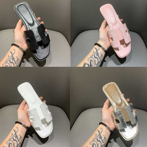 

fashion classic h women sandals slippers slide summer designer luxury leather rubber flip flops shoe outdoor beach shoes heatshoes, Black