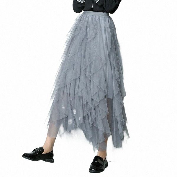 

skirts skirts autumn winter tiered tulle skirt women 2022 casual patchwork tutu female elegant beach jupe longue femme n0lk#, Black