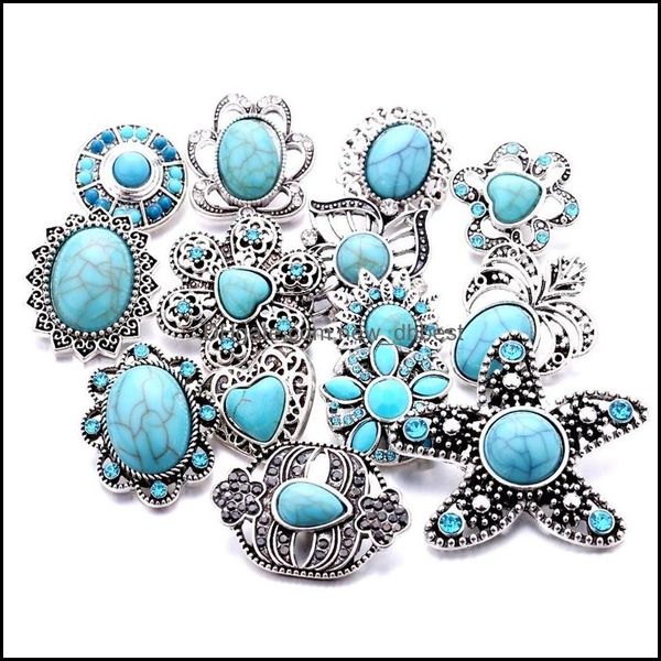 

clasps hooks wholesale rhinestone 18mm snap button turquoise beads clasp metal decorative charms for snaps jewelry fin dhseller2010 dhgdj