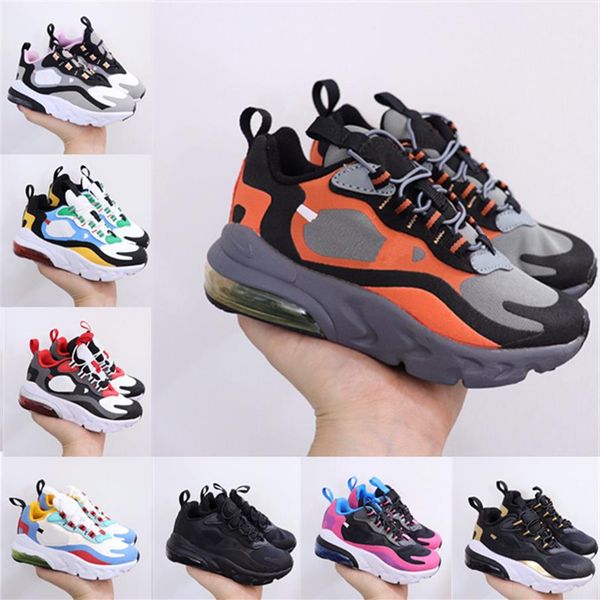 

2020 kids 270 v2 athletic shoes children 27c running shoes baby 270s mesh breathable half palm cushion boys girls toddler sports t266t, Black