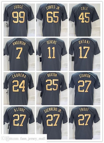 

2022 all star baseball ohtani 17 altuve 27 arraez 2 buxton 25 devers 11 trout judge 99 anderson 7 stanton cabrera 24 rodriguez 44 guerrero, Black