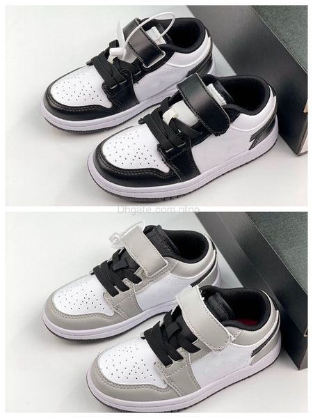 

kids 1 low running shoes black white light smoke gray sport girls boys children students sneakers us size 6c-5y eur size 22-37