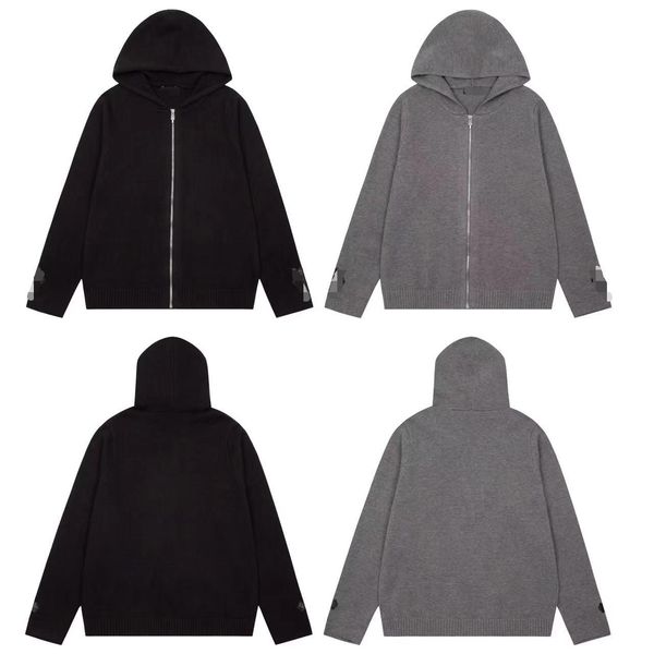 

new sweaters designer cross sanskrit sleeve embroidery 100% cotton zipper black greyleisure sweaters men jumper knitting sweater jacket s-xl, White;black