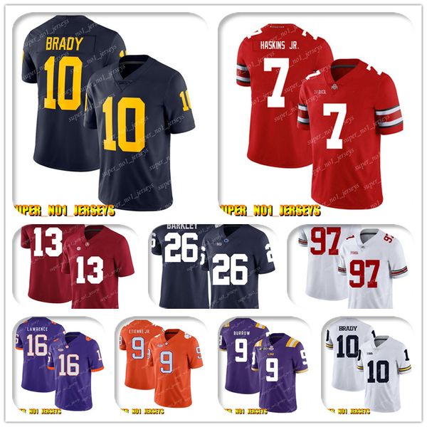 

basketball football jersey ncaa 10 tom brady dwayne haskins jr ohio state buckeyes college football jersey jerry jeudy von miller phillip li, Black