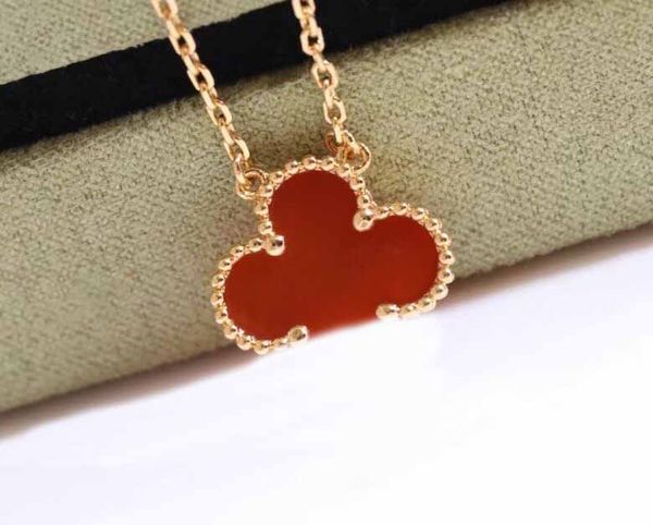 

luxury quality s925 silver charm pendant necklace with red agate in 18k rose gold plated have stamp box ps7071a, Golden