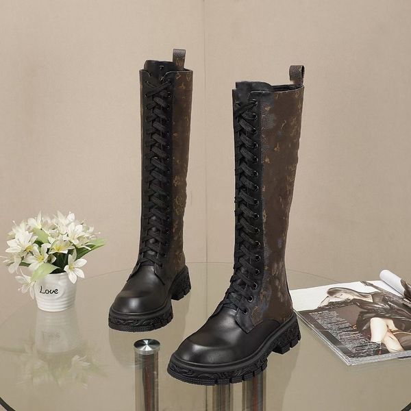 

designer boots women over the knee boots winter ankle boot adjustable straps canvas zipper laces original 0523, Black