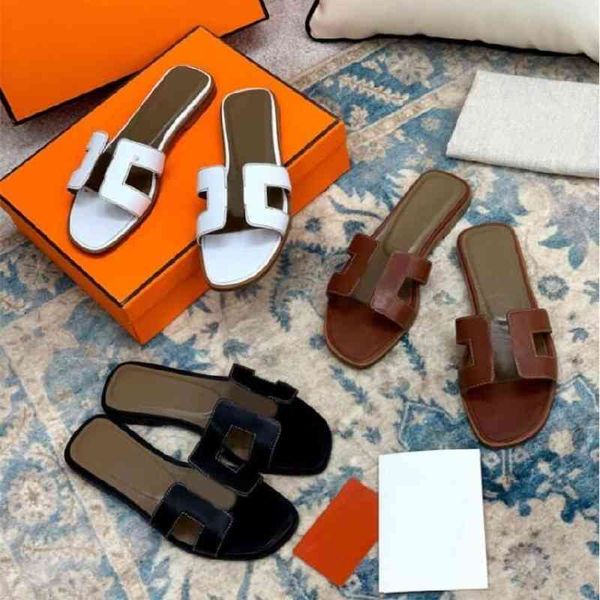 

fashion slipper oran designer women sandals ladies luxury genuine leather flat shoe sandal party wedding shoes size 35-42, Black