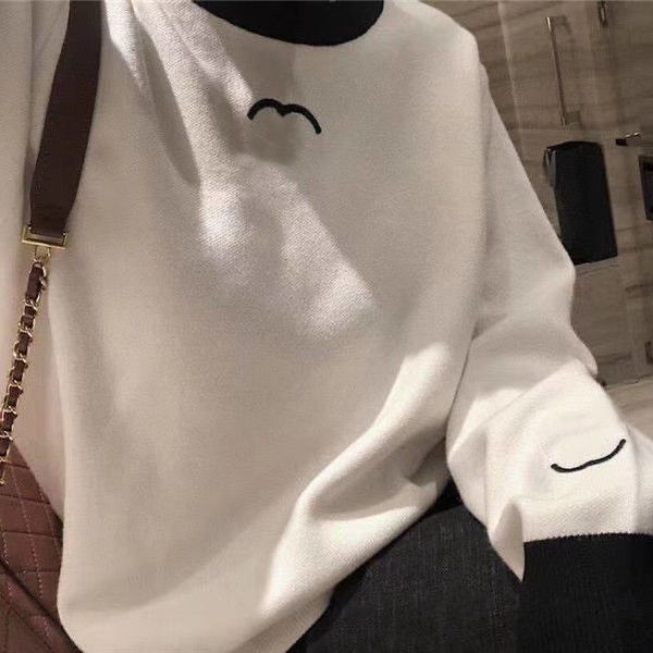 

womens sweaters knits fasion women clothing women sweater pullover with letters embroidered soft and comfortable tees black white size s-xl, White;black