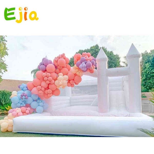 

13x13ft pvc inflatable bouncers white bounce house with slide wedding jumping bed
