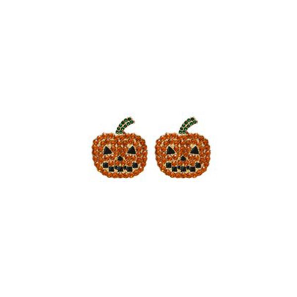 

charm european and american new alloy halloween ear pins with diamonds and funny pumpkin personality simple niche earrings for women, Golden
