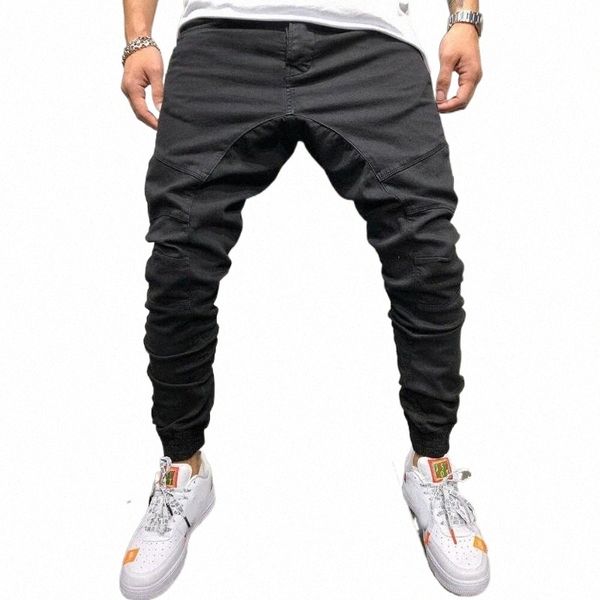 

men's pants men's pants pure colored loose multi-pocket workwear tether trousers fashion casual long male q6fp#, Black