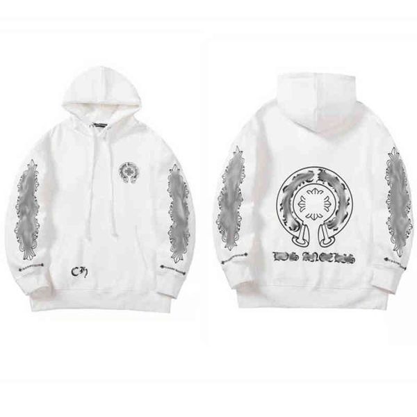 

luxury classic sweatshirts brand ch designer hoodie fashion men horseshoe sanskrit loose zipper jacket pullover hooded coat ac0p, Black