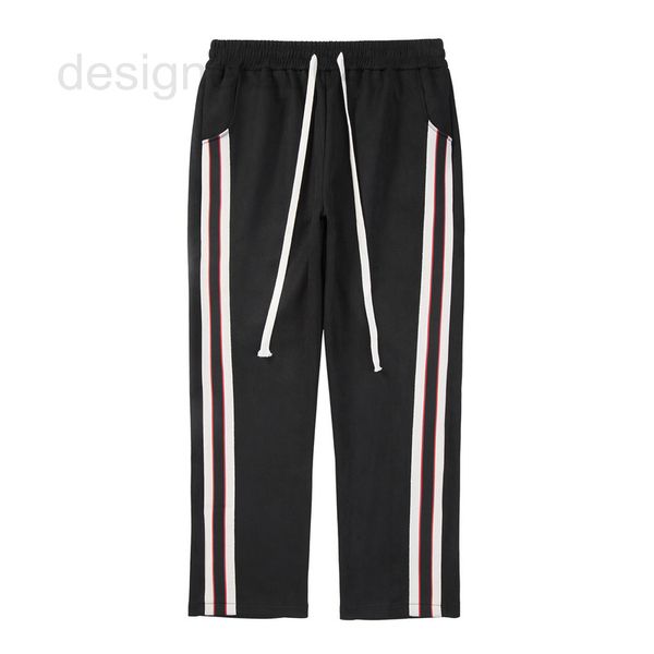 

men's pants designer 2022 spring and autumn new men's series jeans casual suede two side ribbon pants 6ark, Black
