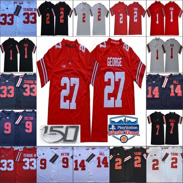 

basketball football jersey ohio state buckeyes justin fields chase young archie griffin master teague iii chris olave kj hill 150th fiesta b, Black