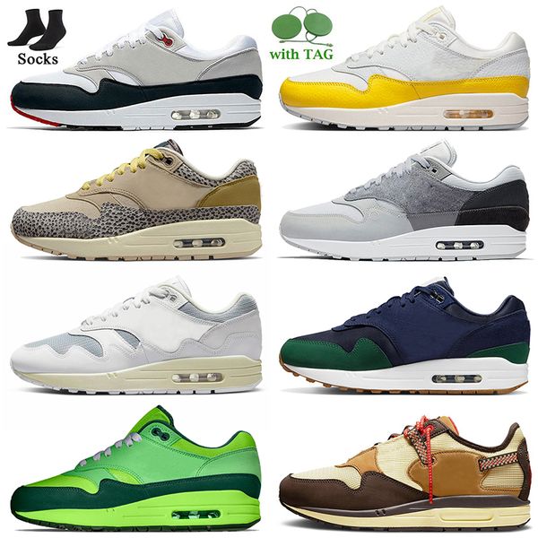 

og patta 1 running shoes cactus jack 1s 87 cushion sneakers safari cobblestone tour yellow white black grey wabi sabi women mens trainers si
