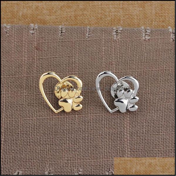 

pins brooches sier gold color love heart paw lapel pin pet print loss and memorial pins jewelry dog cat lover gifts 1800 t newdhdhlse, Gray