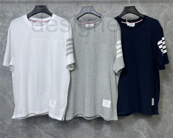 

men's hoodies & sweatshirts designer high version tb classic basic four bar yarn dyed men's and women's couple short sleeve t, Black