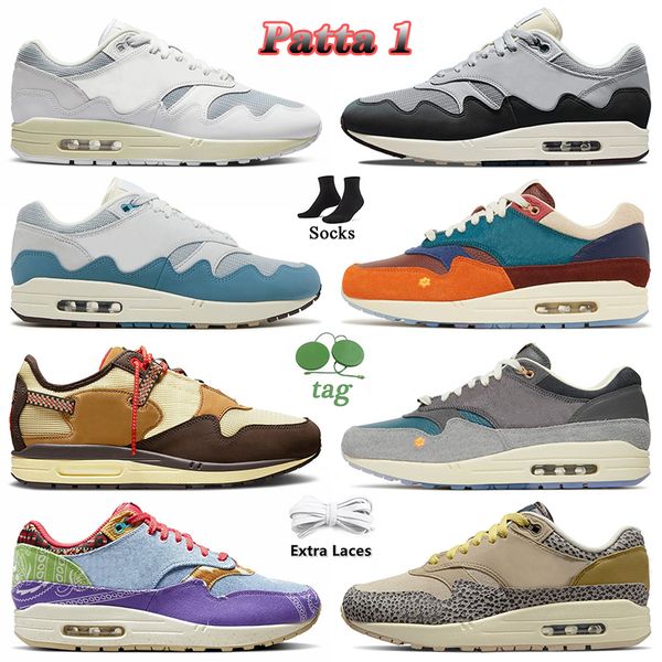

patta 2022 1 waves women mens running shoes 1s big size 12 13 white black kasina won ang grey orange concepts heavy denim canvas 87 wabi