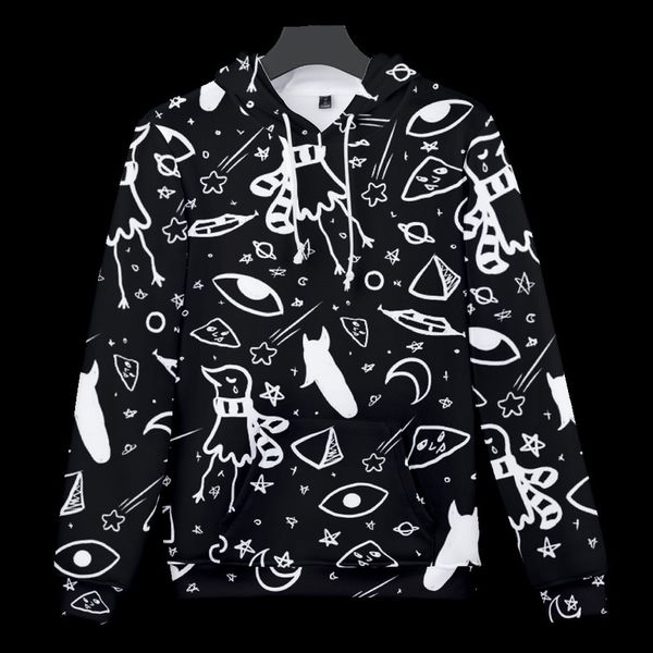 

mens hoodies sweatshirts oyasumi punpun hoodies women men long sleeve pullover hooded sweatshirts 3d prints casual streetwear anime clothes, Black